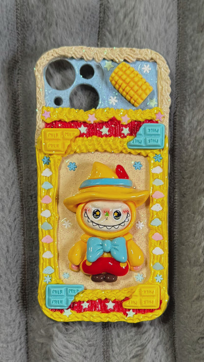 Handmade Labubu POP MART Decoden Phone Case | Cute 3D Cream Glue Kawaii Art Cover