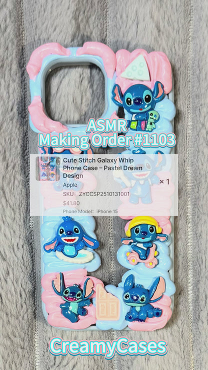 Cute Stitch Galaxy Whip Phone Case – Pastel Dream Design