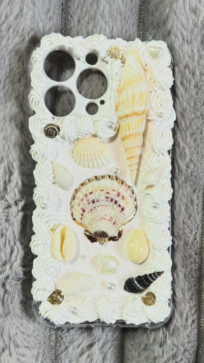 Handmade Ocean Shell Cream Phone Case – Beachcore Aesthetic