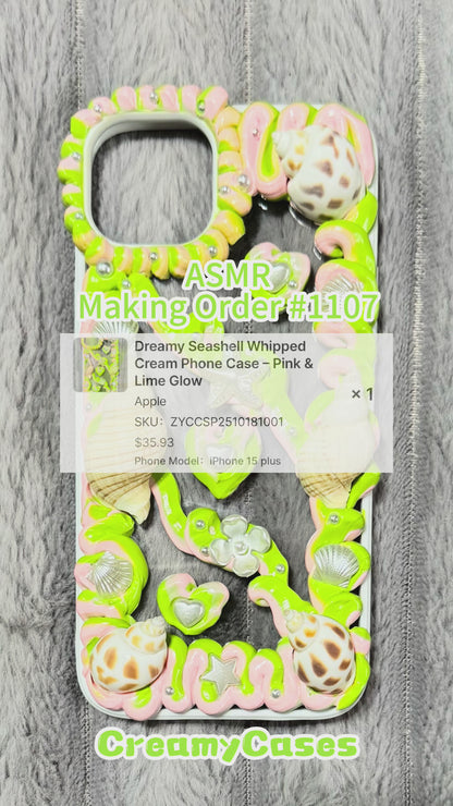 Dreamy Seashell Whipped Cream Phone Case – Pink & Lime Glow