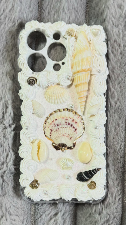 Handmade Ocean Shell Cream Phone Case – Beachcore Aesthetic