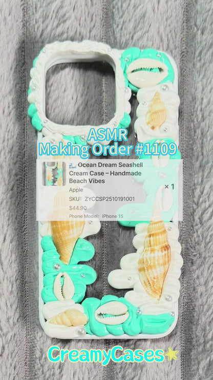 🌊 Ocean Dream Seashell Cream Case – Handmade Beach Vibes