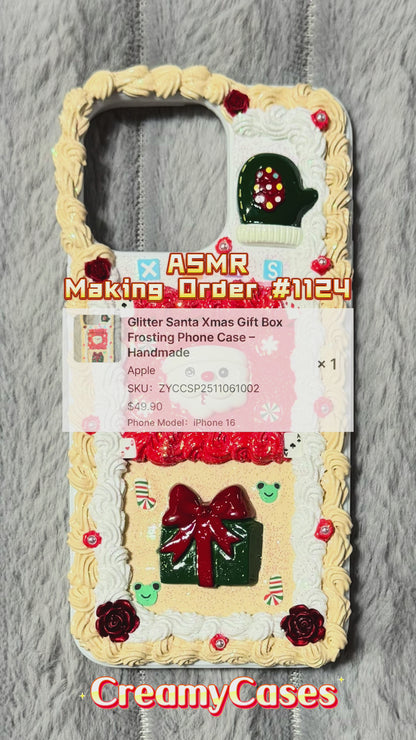 Glitter Santa Xmas Gift Box Frosting Phone Case – Handmade