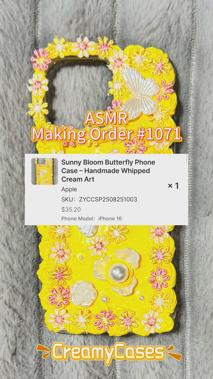 Sunny Bloom Butterfly Phone Case – Handmade Whipped Cream Art