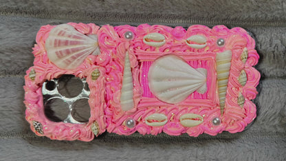 Handmade Pink Seashell Decoden Whip Phone Case